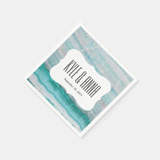 De turkooise Druk van de Golf van het Graniet Servetten (Hoek)