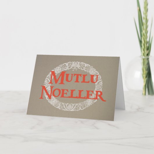 De Turkse Rode Jute van de Kroon van Kerstmis van Feestdagen Kaart (Voorkant)