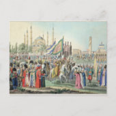 De Turkse sultan herziet zijn Janissaries (engr Briefkaart (Voorkant)