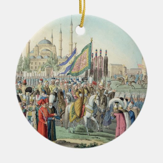 De Turkse sultan herziet zijn Janissaries (engr Keramisch Ornament (Voorkant)