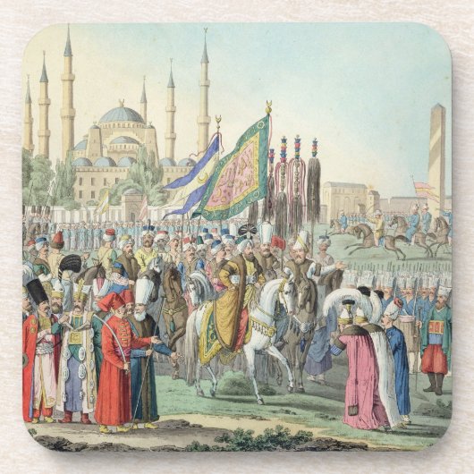 De Turkse sultan herziet zijn Janissaries (engr Onderzetter (Voorkant)