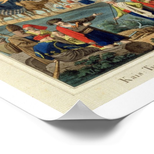 De Turkse troepen tijdens de campagne (graving) Poster (Hoek)