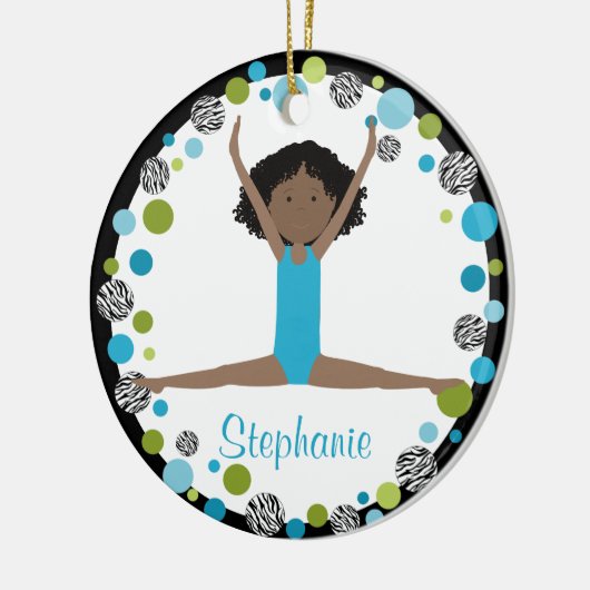 De Turner van de ster in Aqua en Gepersonaliseerd Keramisch Ornament (Links)