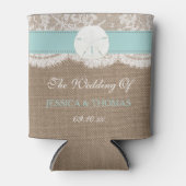 De Turquoise Zanddollar Strand Bruiloft Collectie Blikjeskoeler (Voorkant)