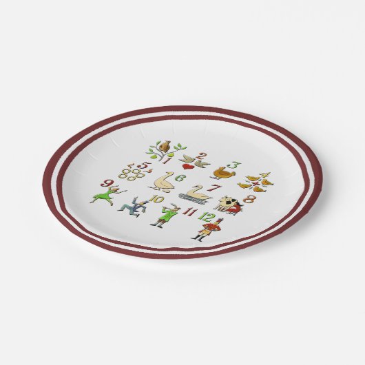 De twaalf dagen Kerstmis, uw randkleur Papieren Bordje (Gekanteld)