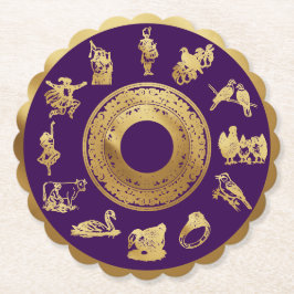 De twaalf dagen van de Paarse Kerst Kartonnen Onderzetters