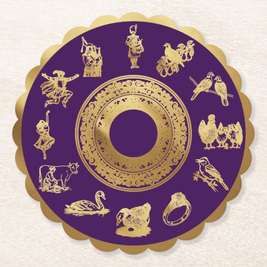 De twaalf dagen van de Paarse Kerst Kartonnen Onderzetters (Voorkant)