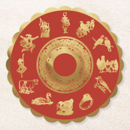 De twaalf dagen van de rode kerst kartonnen onderzetters