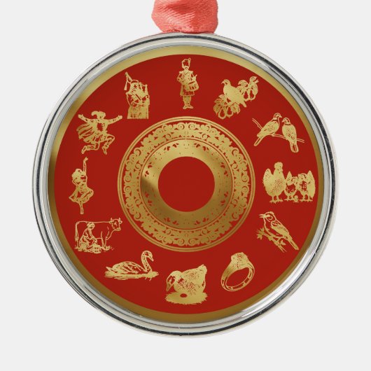 De twaalf dagen van de rode kerst metalen ornament (Voorkant)