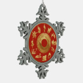 De twaalf dagen van de rode kerst tin sneeuwvlok ornament (Links)