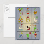 De twaalf dagen van het Poster van de kerstsong Feestdagenkaart (Voorkant / Achterkant)