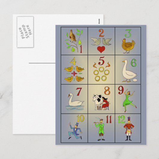 De twaalf dagen van het Poster van de kerstsong Feestdagenkaart (Voorkant / Achterkant)