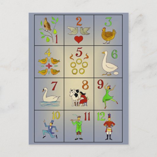 De twaalf dagen van het Poster van de kerstsong Feestdagenkaart (Voorkant)