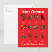 De Twaalf Dagen Van Kerstmis Feestdagenkaart (Voorkant / Achterkant)
