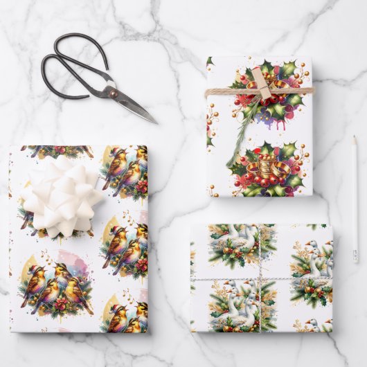 De Twaalf Dagen van Kerstmis Inpakpapier Vel (Voorkant)