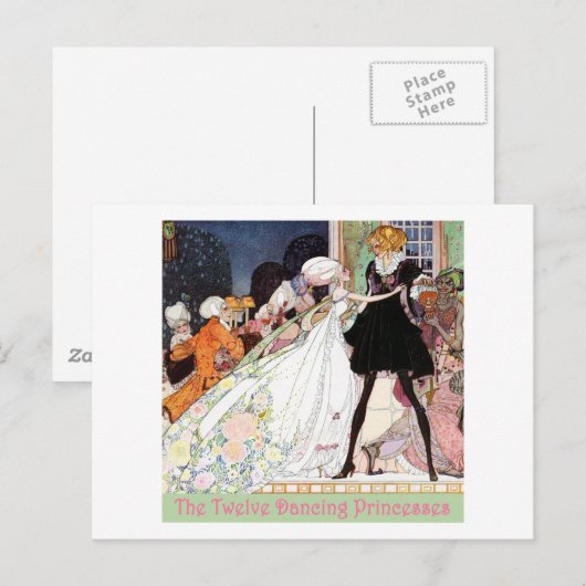 De twaalf dansende prinsessen briefkaart (Voorkant / Achterkant)