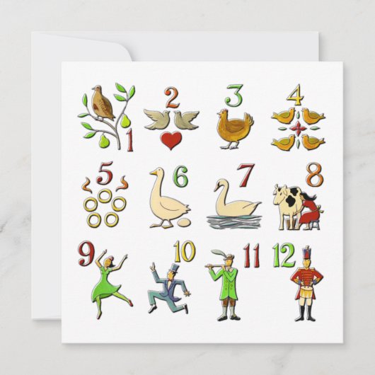 De twaalf kerstdagen feestdagenkaart (Voorkant)