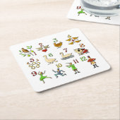 De twaalf kerstdagen kartonnen onderzetters (Schuin)