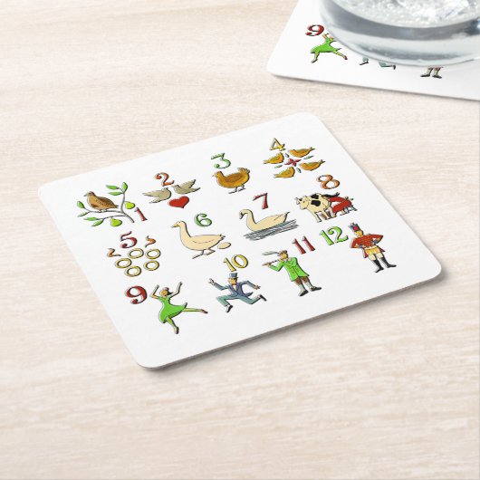 De twaalf kerstdagen kartonnen onderzetters (Schuin)