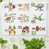 De twaalf kerstdagen theedoek (Gevouwen)