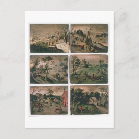 De twaalf maanden van het jaar: januari, februari, briefkaart (Voorkant)