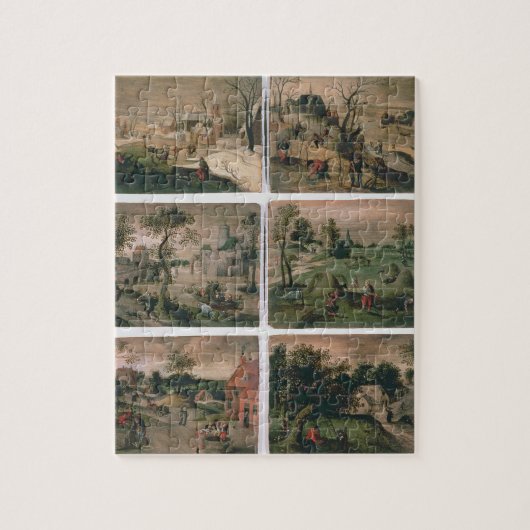 De twaalf maanden van het jaar: januari, februari legpuzzel (Verticaal)