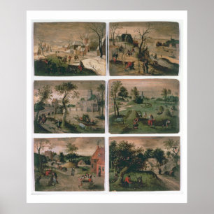 De twaalf maanden van het jaar: januari, februari, poster