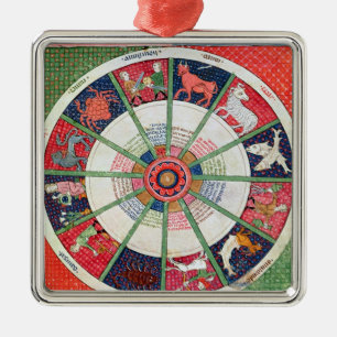 De twaalf signalen van de Zodiac en de Zon Metalen Ornament