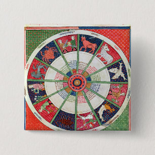 De twaalf signalen van de Zodiac en de Zon Vierkante Button 5,1 Cm