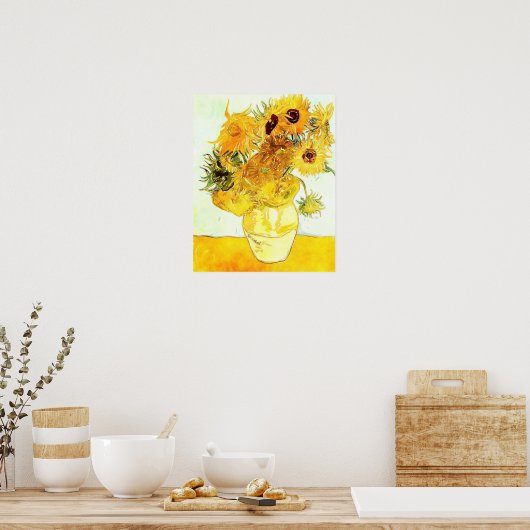 De twaalf zonnebloemen van Vincent Van Gogh Poster (Keuken)