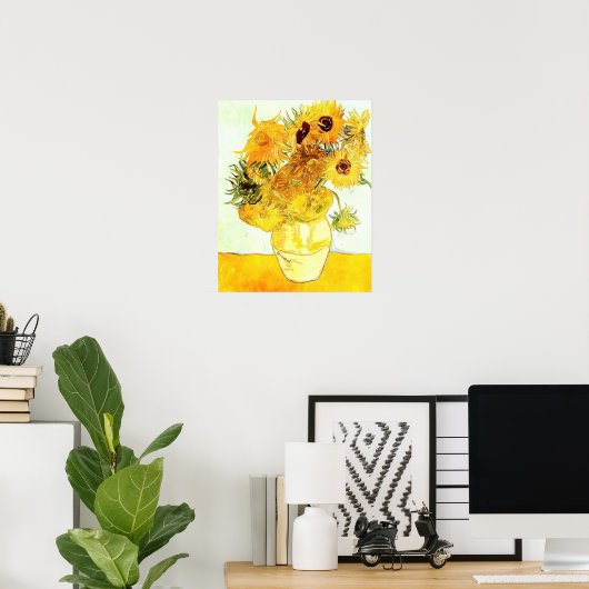 De twaalf zonnebloemen van Vincent Van Gogh Poster (Thuiskantoor)