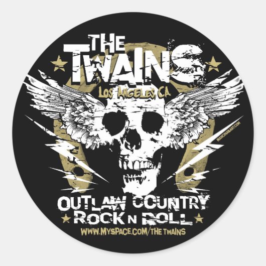 De TWAINS Skull n' Hoefijzer sticker! Ronde Sticker (Voorkant)
