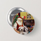 De twee Bearded Collies van Sinterklaas Ronde Button 5,7 Cm (Voorkant /achterkant)