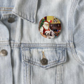 De twee Bearded Collies van Sinterklaas Ronde Button 5,7 Cm (In situ)