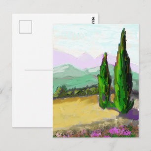 De twee cipressen in Provence, Vaucluse. Briefkaart