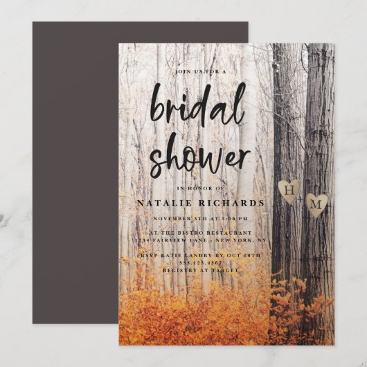 De twee geliefden hakten Herfsten Vrijgezellenfees Kaart (Voorkant / Achterkant)