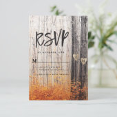 De twee geliefden hakten Initialen Herfsten bos RSVP Kaartje (Staand voorkant)