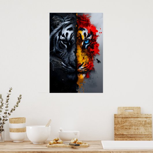 De twee gezichten van de tijger poster (Keuken)