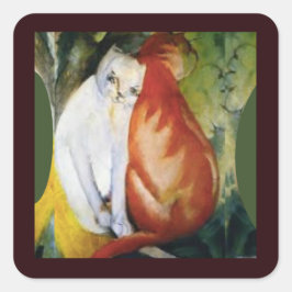 De twee katten, beeldende kunst van Franz Marc Vierkante Sticker