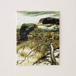 De twee kraaien of de twee Corbies maken een mane Legpuzzel