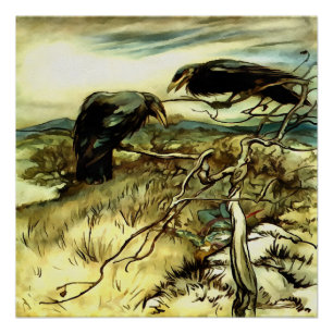 De twee kraaien of de twee Corbies maken een mane Perfect Poster