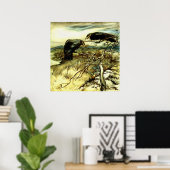 De twee kraaien of de twee Corbies maken een mane Poster (Thuiskantoor)