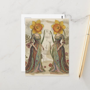 De Twee Narcissen Hoofd Vrouwen Briefkaart