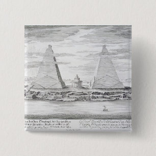 De twee Pyramiden van Moeris, koning van Egypte en Vierkante Button 5,1 Cm