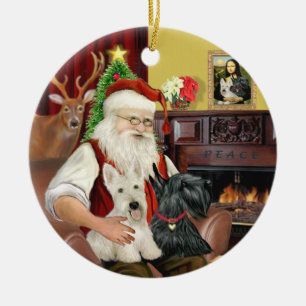 De twee Schotse terriërs van de kerstman Keramisch Ornament
