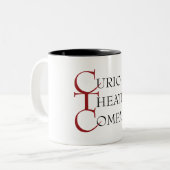 De twee toonbeelden Curio-mok. Tweekleurige Koffiemok (Voorkant links)