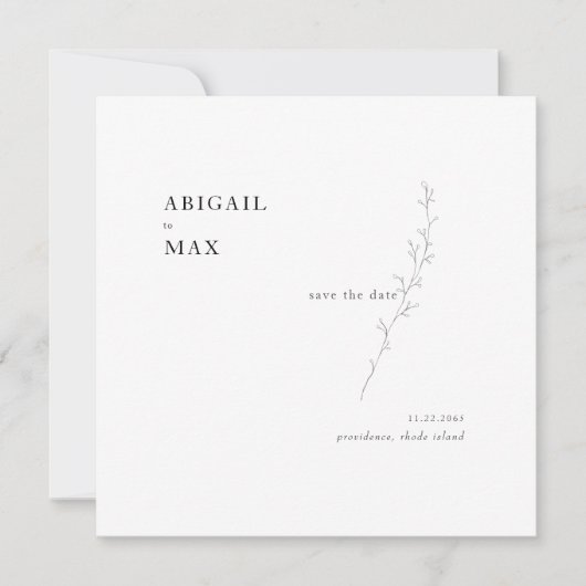De twee van ons Foliage Square Wedding Save the Da Date (Voorkant)
