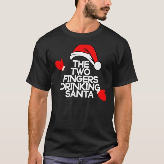 De twee vingers Drink Santa Funny Bourbon Chris T-shirt (Voorkant)