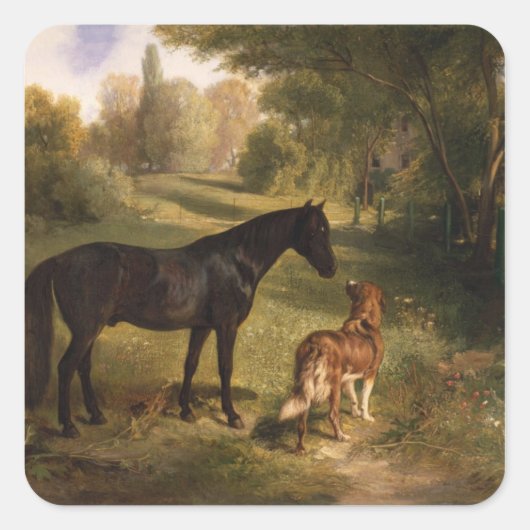 De twee vrienden vierkante sticker (Voorkant)