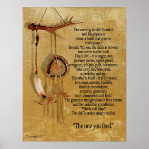 De twee wolven, Cherokee proverb Poster